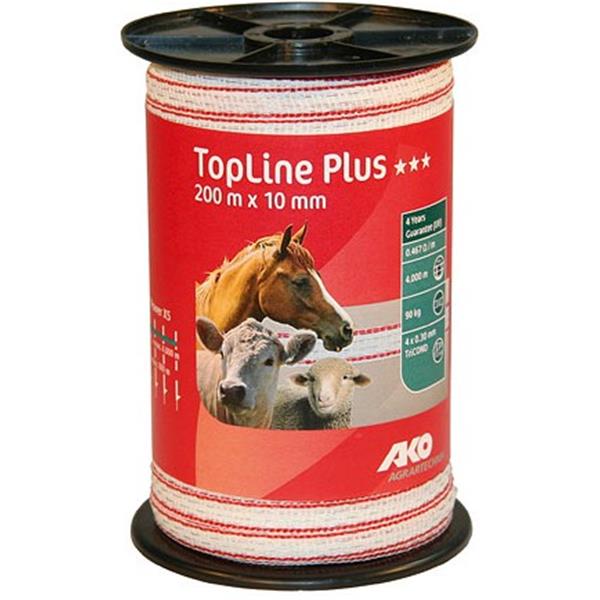 TopLine Plus Weidezaunband weiß/rot 10 mm - 200 m